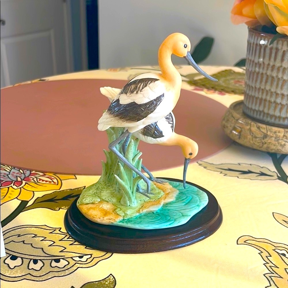 Double Avocet Andrea by Sadek.   Bird with Brown Green Accents
